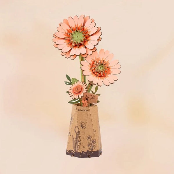 Wooden Bloom Craft - Light Orange Gerbera Daisy