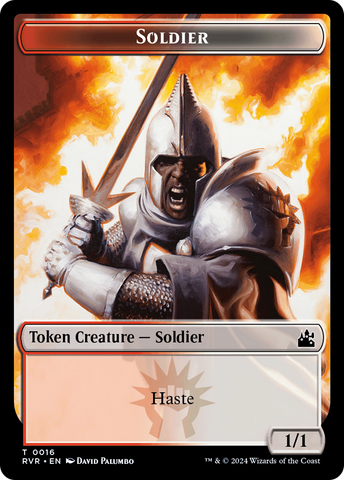 Elf Knight // Soldier Double-Sided Token [Ravnica Remastered Tokens]