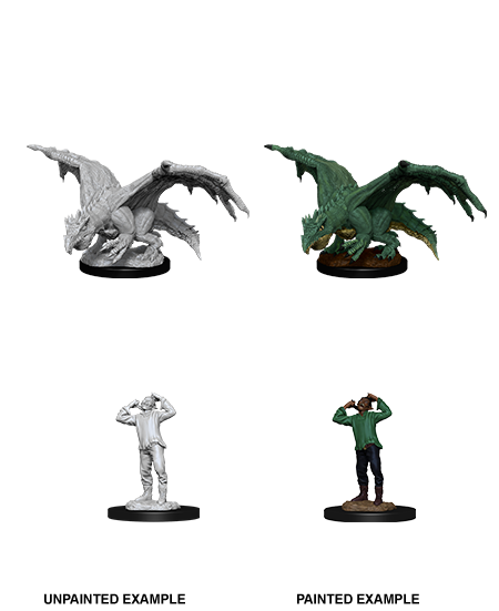 D&D Nolzur's Marvelous Miniatures: Green Dragon Wyrmling and Afflicted Elf