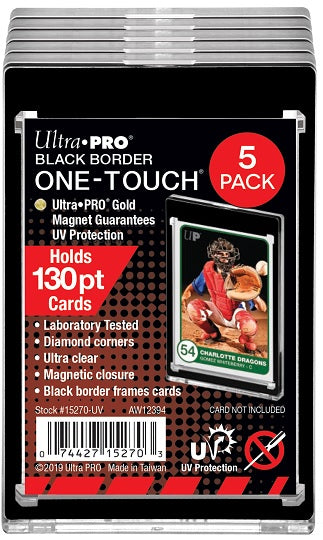 One-Touch Black Border Magnetic Card Holder - 130pt (5-pack)