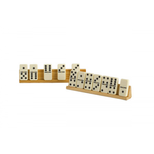 Dominoes - Set of 2 Wooden Tile Holders (8" x 1.25")