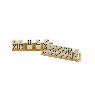 Dominoes - Set of 2 Wooden Tile Holders (8" x 1.25")