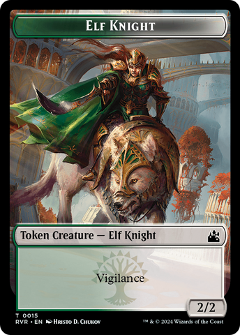 Elf Knight // Angel (0003) Double-Sided Token [Ravnica Remastered Tokens]