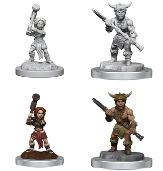 D&D Nolzur's Marvelous Miniatures: Halfling Barbarians (male/female)