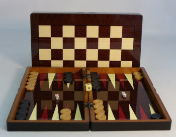 Backgammon: 15" Woodgrain Decoupage w/ Chess Back